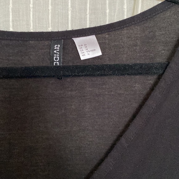 H&M Black Wrap Midi Dress, Size 14 - Picture 3 of 7